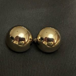 Monet Gold Tone Domed Clip On Earrings Vintage Round Simple Classic Signed